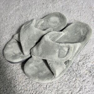 Vionic Relax Women's Gray Comfort Plush Crossband Slippers Size 6 NEW